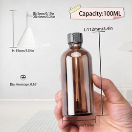 Agidea 6PCS Large Empty Nail Polish Bottles with Brush, Brown Refillable Glass Varnish Cuticle Oil Bottles Travel Containers with Funnel & Mixing Balls for DIY Nail Art Cuticle Oils (100ML)