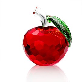 Duosuny Crystal Apple Paperweight, 60mm Art Glass Apple Collectible Figurines Best for Lucky Christmas Eve Gifts/Great Wedding Decor Gifts (Red)