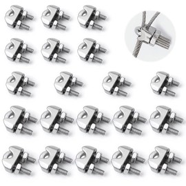 20Pcs M3 and M4 Wire Rope Clips Stainless Steel U-Bolt Cable Clamps for 4mm Diameter Ropes, Heavy Duty Fasteners for Industrial Household Transport Use