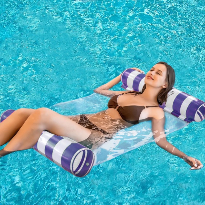 2-Pack Swimming Pool Float, Multi-Purpose Inflatable Pool Hammock (Saddle, Lounge