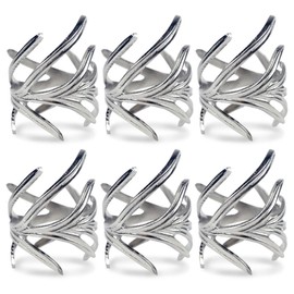 DII Napkin Rings for Weddings, Christmas, Holiday Parties, or Everyday Use, Set of 6, Silver Branch