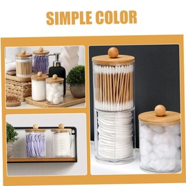 FELTECHELECTR 3pcs Makeup Organizer Bamboo Lid Cotton Pad and Swabs Holder for Bathroom and Dresser Storage Portable and Easy to Use