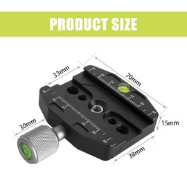 Quick Release Plate Clamp 70 mm, Quick Release Clamp for Arca-Swiss, QR-70N Quick Release Plate Clamp, Metal Clamp Quick Release Plate, Tripod Quick Release Plate Universal Quick Release Seat