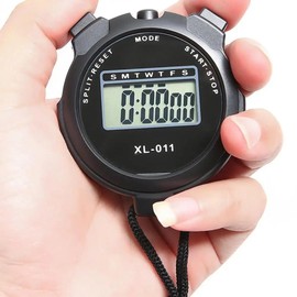 Digital Sports Stopwatch Handheld Shockproof Waterproof Stopwatch with LCD Display for Coaches, Swimming,Split Lap Timer, Running Training, Neck Stopwatch (Black)