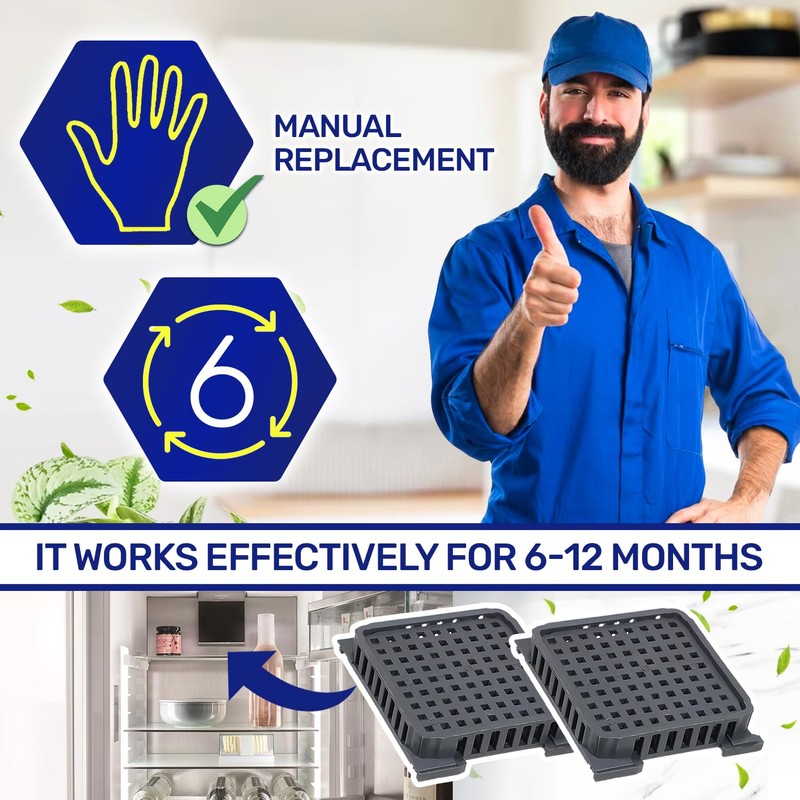 2 Pieces Fridge Freezer Activated Carbon Filter with Original Code