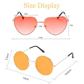 ENAIAH 6 Pairs Hippie Glasses, Round Heart Sunglasses, Retro Costume Glasses, Hippie Sunglasses, Party Glasses, for 70s, 80s, 90s Party, Costume Accessories, Carnival, Dance, Theme Party