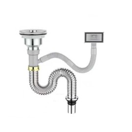RZGZKLSH Kitchen Sink Downpipe Fittings, Stainless Steel Sink Sink Set, Flexible Type Trap Tube, Kitchen Sewer Drain Pipe for Kitchen, Bathroom, Washroom