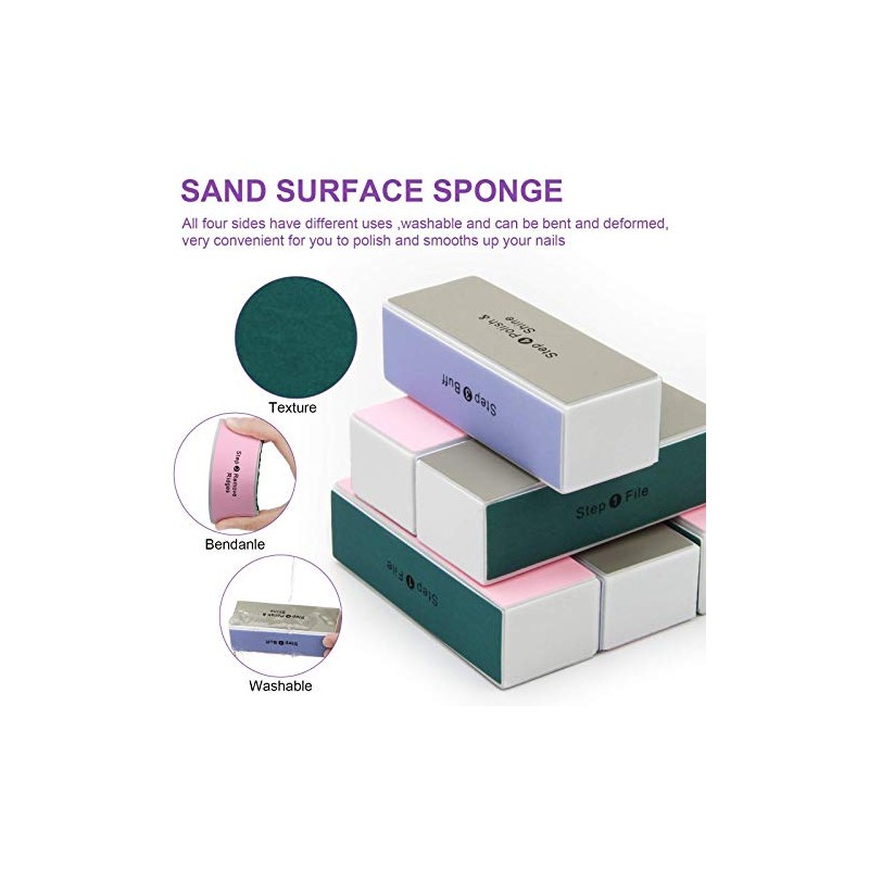 Adecco LLC 10 pcs 4 Way Colorful Nail Art Buffer
