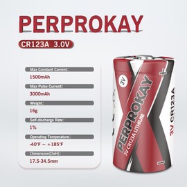 12 Pack CR123A 3V Lithium Battery, 123A 3 Volt Max-powered Batteries, Long-Lasting 10-year Shelflife CR17345, 1500 mAH CR 17335 Battery for Cameras, Flashlights, Home Security Devices...12 Count