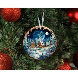 Twisted R Design Christmas Cabin Ceramic Christmas Ornament, Christmas Tree Decoration