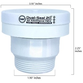 Válvula de entrada de aire de doble sello, tubo de ventilación de 1-1/2 pulgadas, 48 ​​mm, diámetro de rosca de 48 milímetros