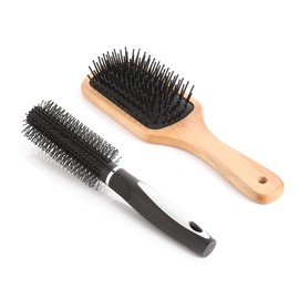 BIONISS Cushion Paddle and Flat Hair Brush (Beige, Pack of 2)