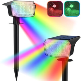 QUTOQU Solar Spotlights Outdoor Waterproof, 9 Lighting Modes RGB Color Changing Solar Spotlights Outdoor, 63 LEDs Solar Spotlight for Yard 2 Pack