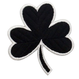 Tactical Irish Clover White and Black Embroidered Emblem Lucky Shamrock Hook and Loop Ireland Patch