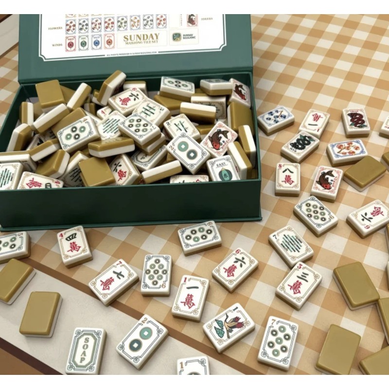 ,Turmeric Mahjong,Custom 4-Layer American Mahjong Tiles,Hand-carved,American Mahjong Set with 160