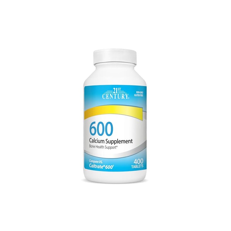 21st Century Suplemento de calcio, 600 mg, 400 unidades