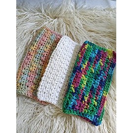 Crochet Cotton Dishcloths Set of Three (White)