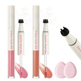 DAGEDA 2Colors Blush Fake Freckle Pen,2 in 1 Faux Freckles Stamp & Liquid Blush,Natural Lifelike Freckle Pen, Waterproof,Long-Lasting Matte Blusher Makeup,with Powder Puff(Color A)