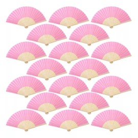 generic 20pzs Abanicos Plegables Mano Rosa Abanicos Tela For Fiesta