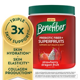 Benefiber Prebiotic Fiber + Superfruits Dietary Supplement, Strawberry Dragon Fruit Flavor, 8.8 oz (250g), 25 Day Supply