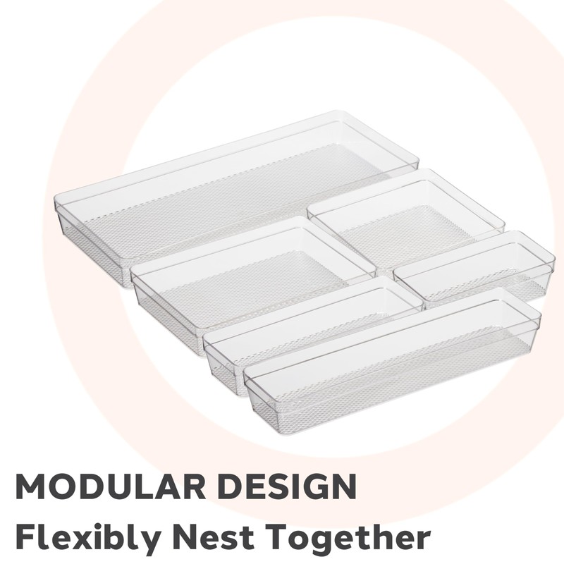 Oggi Clear Drawer Organizer - 6" X 6.25"- Ideal for