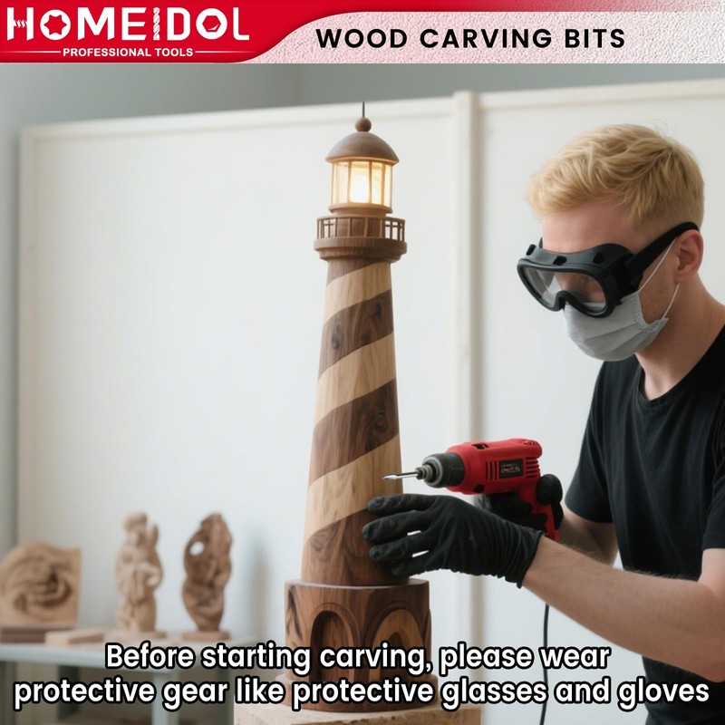 10PCS Wood Carving Drill Bits Set, HOMEIDOL 1/8" Shank Wood