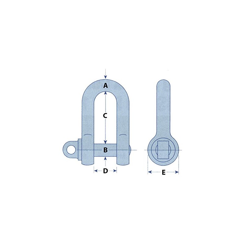 X2 1 Ton Galvanised Small Dee Shackle with Screw Pin