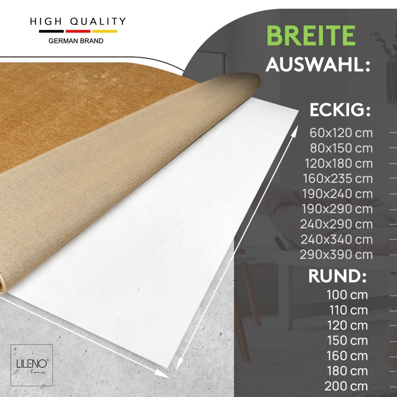 Lileno Home Non-Slip Fleece Carpet Underlay (60 x 120 cm),