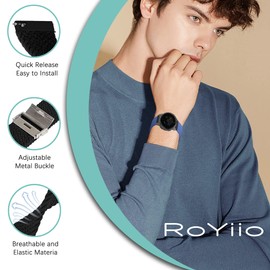 RoYiio Woven nylon bracelet for lug width 20 mm, 22 mm, comfortable and breathable, with quick release, nylon strap for men and women