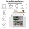 Costway Rolling Kitchen Island Utility Trolley w/Storage Cabinet & Spice
