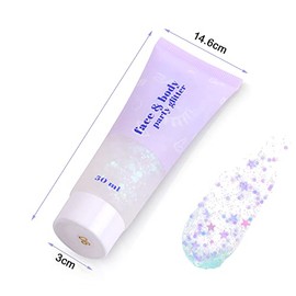 URAQT URAQT Body Glitter Gel, 50ml Holographic Mermaid Sequins Chunky Cosmetic Face Gel, Sparkling Festival Party Lotion for Face, Eye, Hair, Nail Makeup and DIY Art
