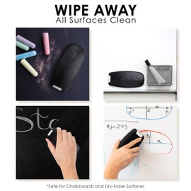 Loddie Doddie 2 in 1 Magnetic Dry Erase Eraser - White Board Cleaning Spray & Magnetic Dry Eraser - Ergonomic Whiteboard Eraser, Chalkboard Cleaner - Black - Dry Erase Board Cleaner and Eraser