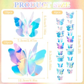 4PCS Butterfly Hanging Garlands Decorations Butterfly Iridescent Party Decorations 3D Butterflies Paper Party Streamers Backdrop for Graduation Wedding Birthday Fairly Baby Shower Party Decor
