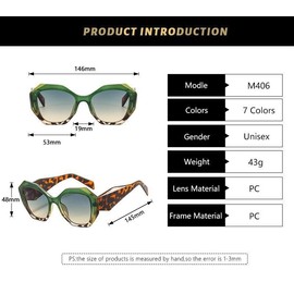 MAVKA STORE Women's Retro Sunglasses Vintage Elegant Trendy Green Shades with Red lenses Fashion Eyewear UV400 100% Protection with Case, Bag, Cloth & Screwdriver