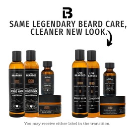 Live Bearded Complete Beard Grooming Kit - Wash, Conditioner, Butter and Oil - Made in the USA with All-Natural Ingredients - Mens Groom Set | 1880 Scent - Bourbon, Bitters, Citrus