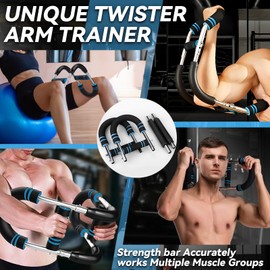 Twister Arm Trainer, Violetfox 60-100lb Adjustable Chest Workout Equipment Arm Exerciser, Portable Power Twister Workout Bar Strength Training Machine Home Fitness Equipment
