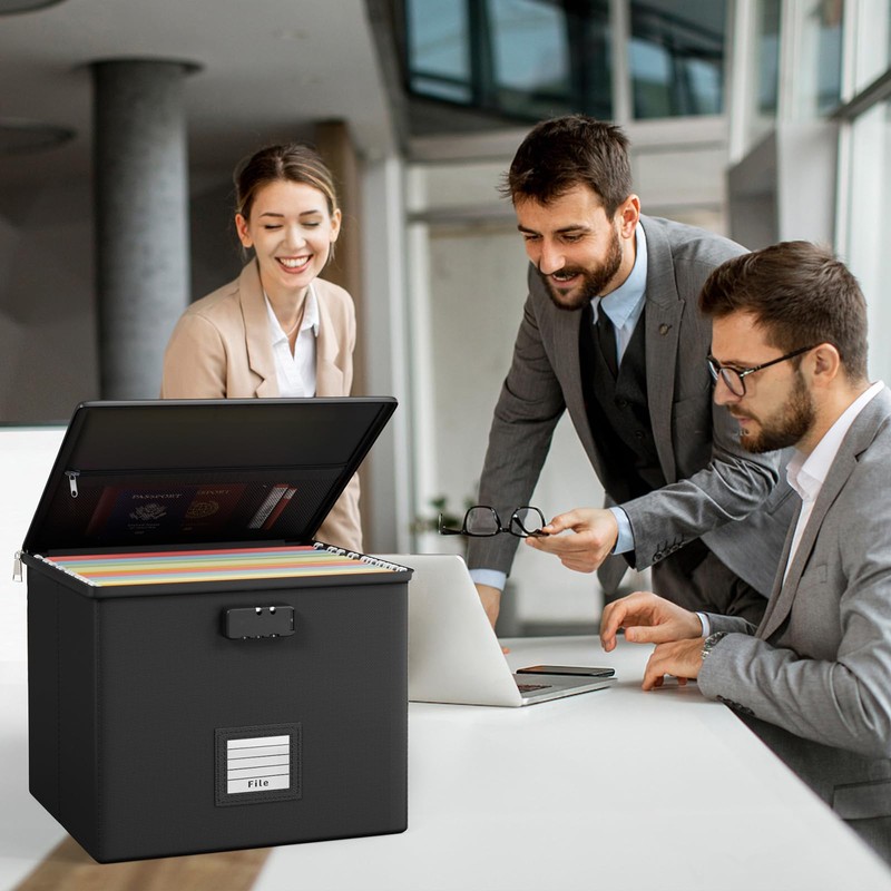 Fire Proof File Box for Documents - Portable Fireproof Document