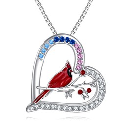 KQF Cardinal Necklace Sterling Silver Cardinal Jewelry Cardinal Gifts for Adults Birthday Gift for Women