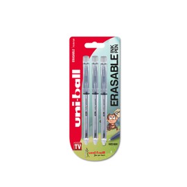 uni-ball 153544030 UF-220 Signo TSI Erasable Rollerball Pens, Black Erasable Ink, Medium Nib, Pack of 3