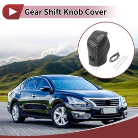 HEROFFIX Gear Shift Knob Cover Stick Shifting Handle Protector for Nissan Altima 2019-2024 Black Carbon Fiber Grey Faux Leather 1 Pc Anti-Slip Car