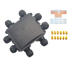Sucre Auxiliary ® 24A 450V 8 Way Large Box IP68 Waterproof Electrical Cable Wire Connector Junction XL Size Box 4-14 mm Cable Range (8 Way)