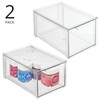 mDesign Plastic Stackable Bathroom Storage with Pull Out Bin Organizer