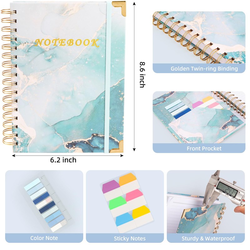 Kutoda Spiral Notebooks for Work, 240 Pages Lined Spiral Journal