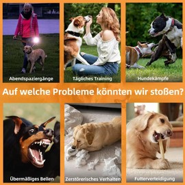 Ruhemeister Hund, 2025 Neu Ultraschall Hundevertreiber mit LED-Taschenlampe, Hand Held Anti Dog Bark Device Das mit Einem Einzigen Tastendruck die Aufmerksamkeit Ihres Hundes Erregt für Drinnen und Dr