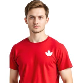 Mens Canada Shirt, Custom Handmade Canada Day Maple Leaf Shirt for Men L3 (T-shirt, Red, M)