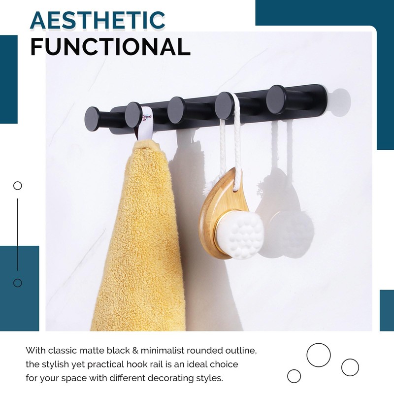 Angle Simple Towel Hook Rack Matte Black, SUS304 Stainless Steel