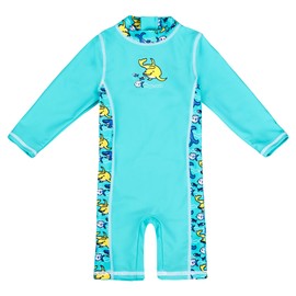 Landora® Baby / Toddler Swimwear Onesie with UV Protection 50+ and Oeko-Tex 100 Certification in Blue or Turquoise, Turquoise - Long Sleeve