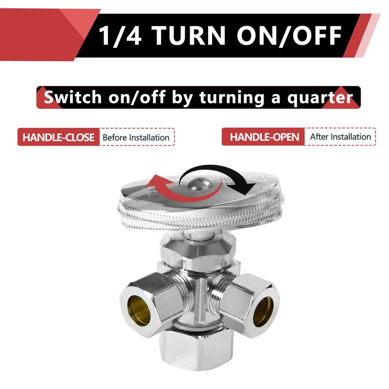(Pack of 2) EFIELD Dual Compression Outlet Angle Stop Valve,