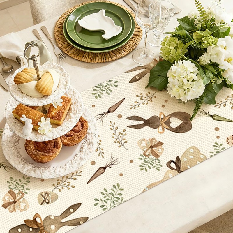 Artscope Happy Easter Table Runner Spring Easter Holiday with Hearts