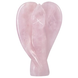 Sportmusies Hand-Carved Natural Rose Quartz Angel Figurine Home Desk Decoration, Reiki Crystal Angel Statue for Healing Yoga Meditation